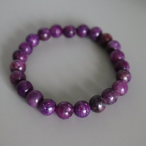Lepidolite Gemstone Stretch Bracelet - Picture 1 of 9